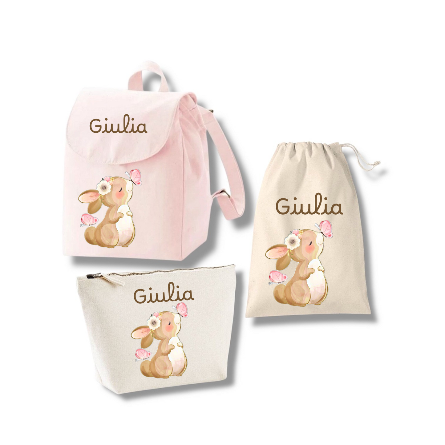 Set Asilo Personalizzato: Zainetto, Pochette e Sacca Cambio per Bambini