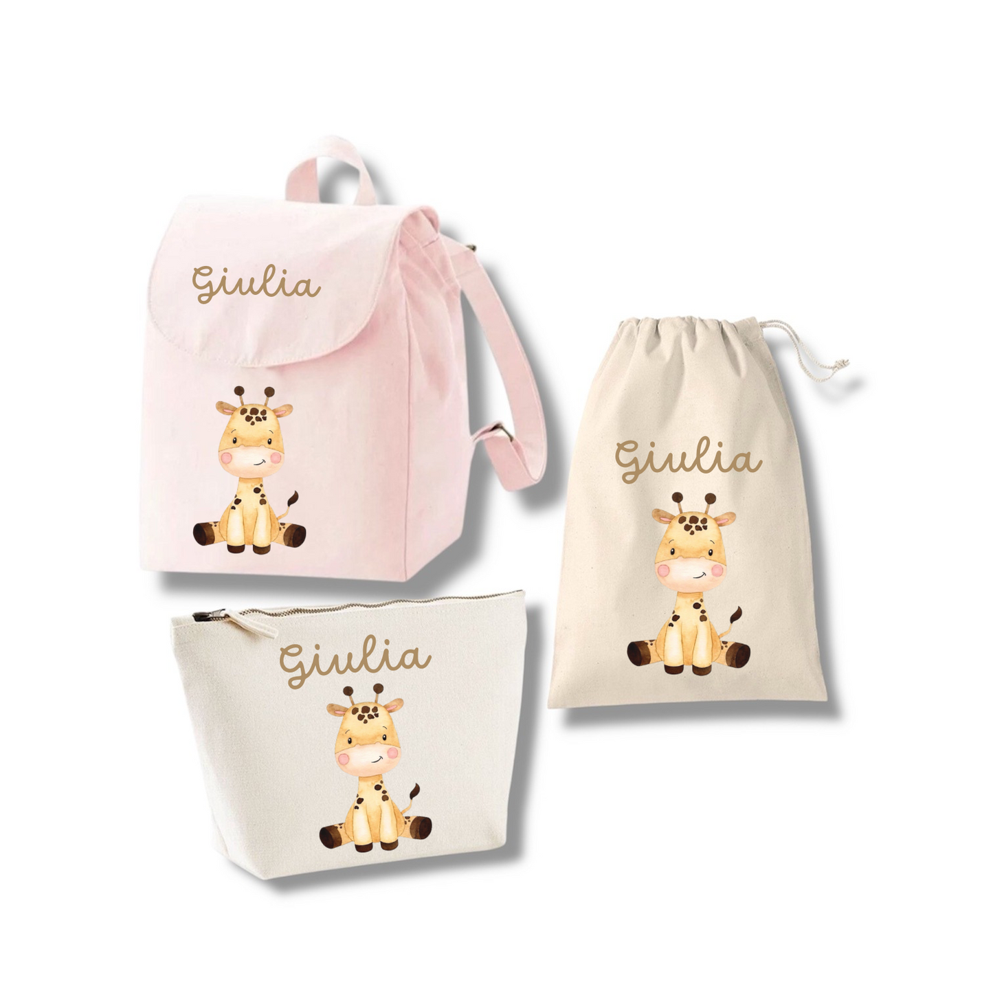 Set Asilo Personalizzato: Zainetto, Pochette e Sacca Cambio per Bambini