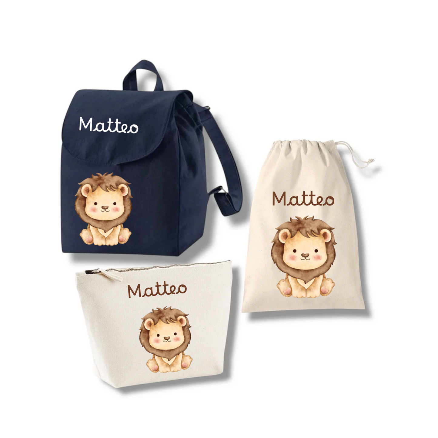 Set Asilo Personalizzato: Zainetto, Pochette e Sacca Cambio per Bambini