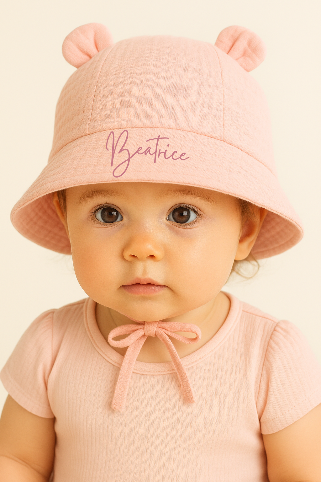 Cappellino Baby Parasole Personalizzato con Orecchie – Protezione UV 0-2 anni