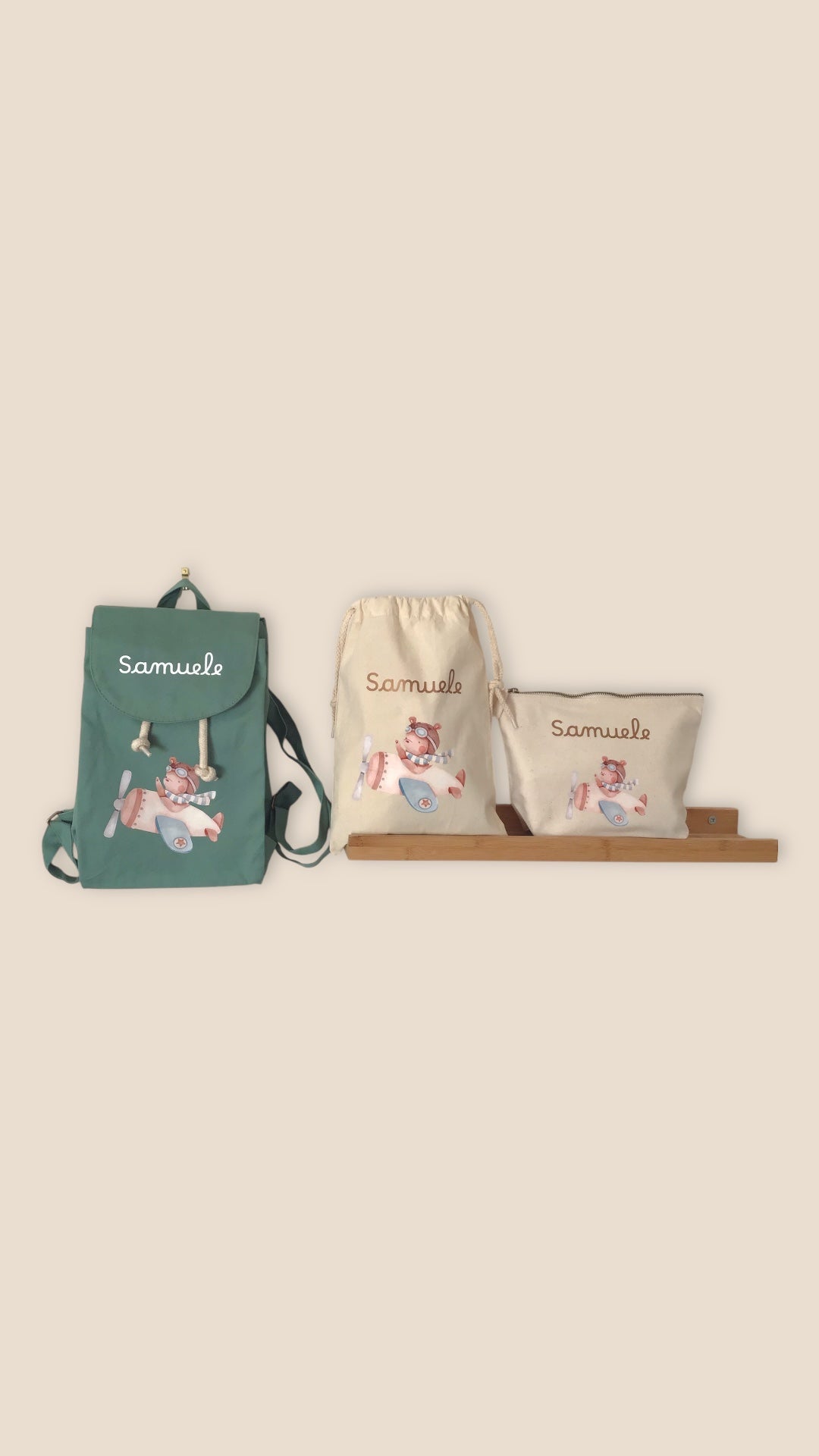 Set Asilo Personalizzato: Zainetto, Pochette e Sacca Cambio per Bambini