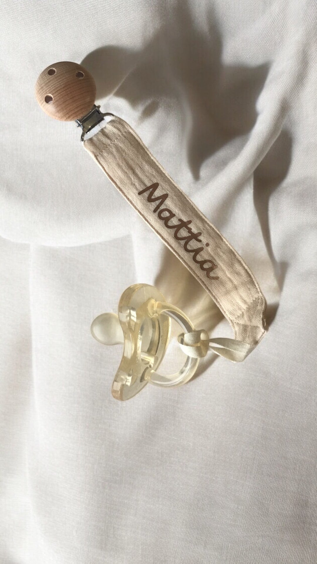 Clip Porta Ciuccio in cotone - Personalizzato con Nome