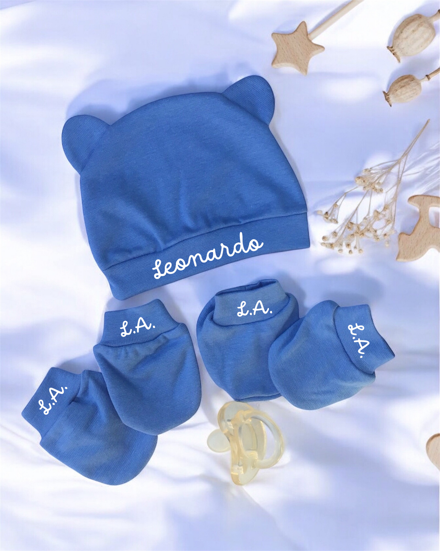 Set Regalo Nascita Personalizzato - Cappellino Guanti e Calzini