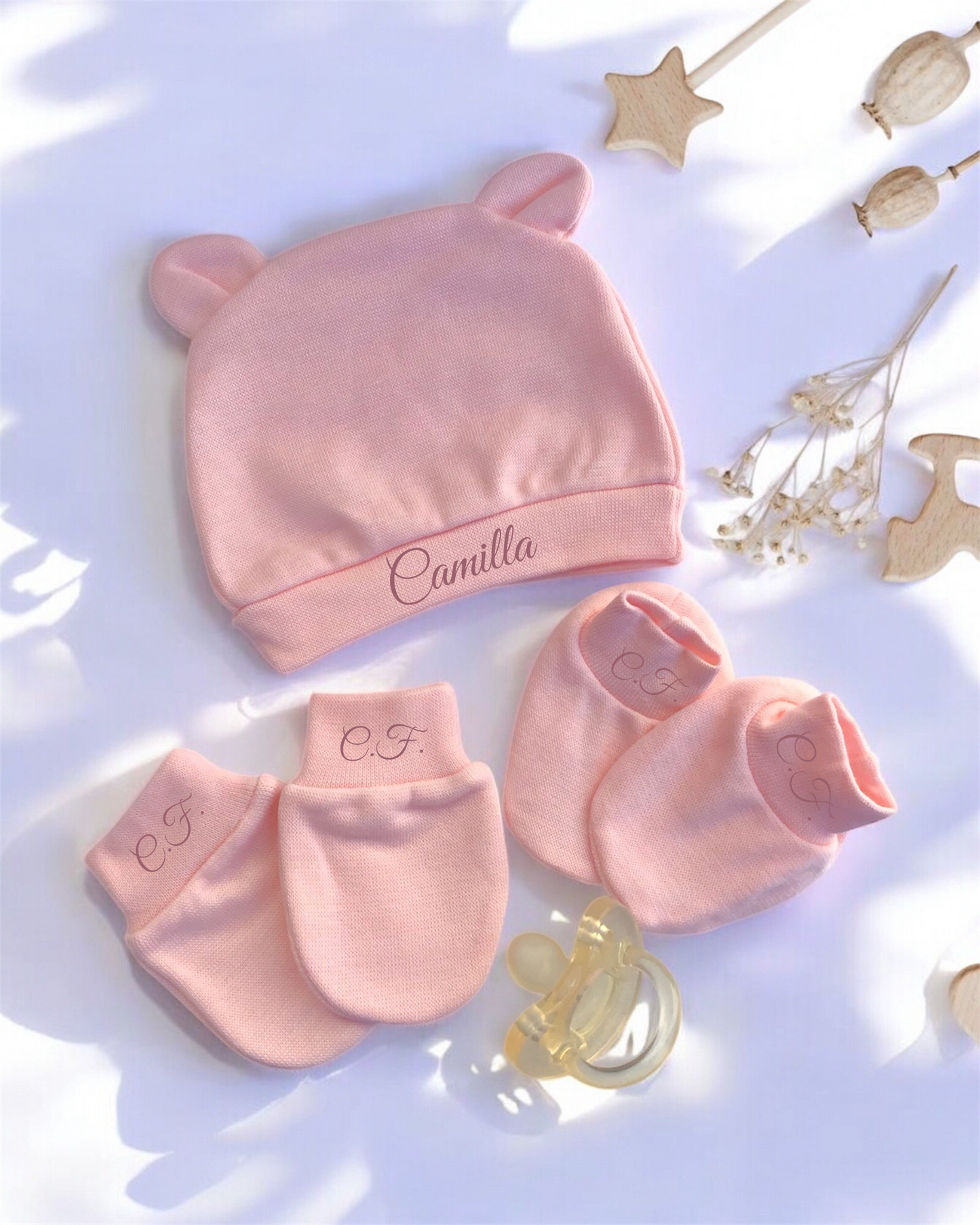 Set Regalo Nascita Personalizzato - Cappellino Guanti e Calzini