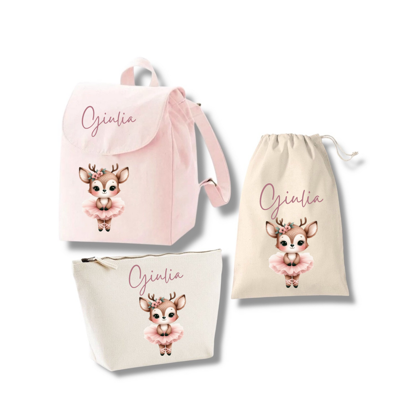 Set Asilo Personalizzato: Zainetto, Pochette e Sacca Cambio per Bambini