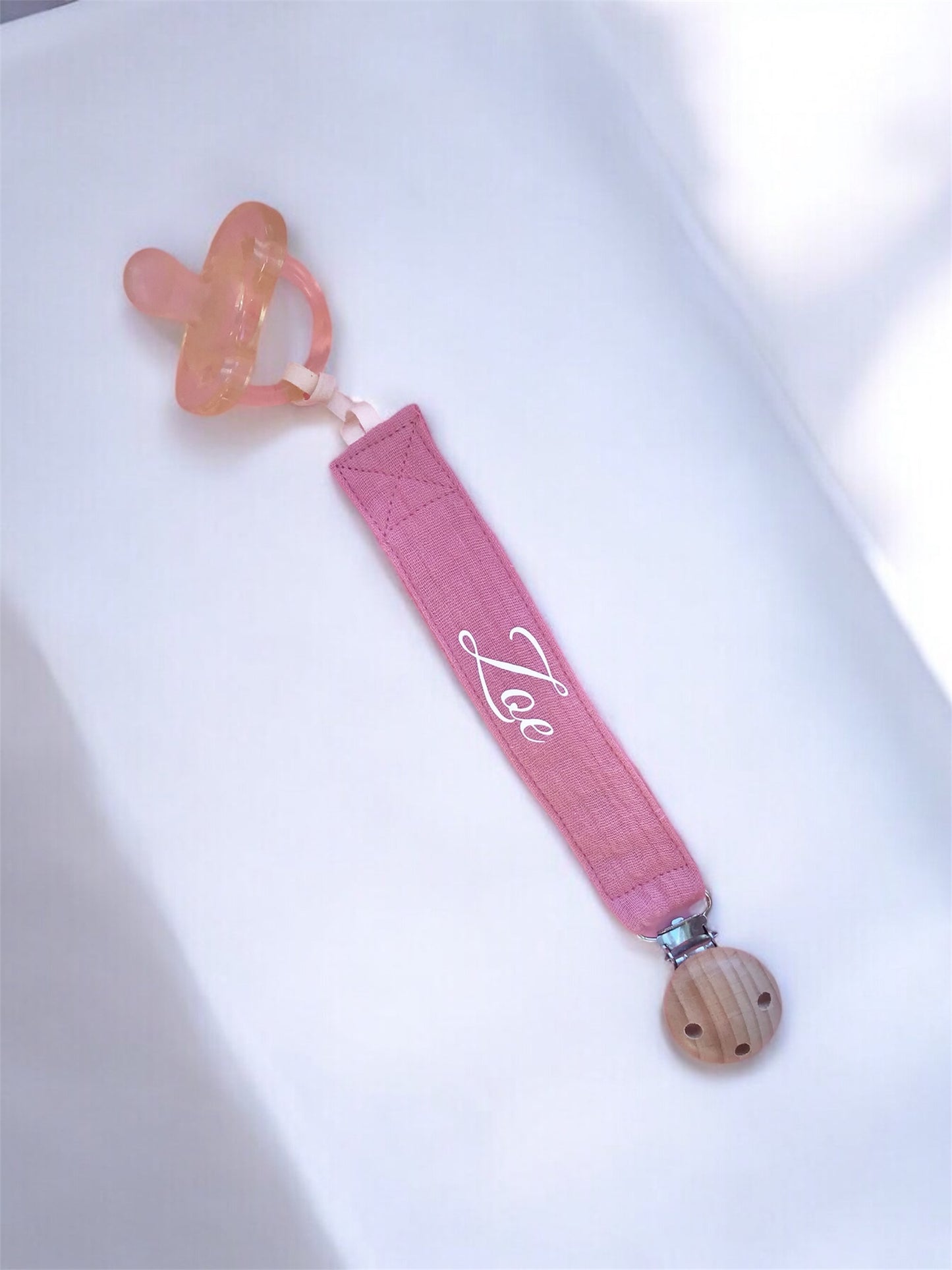 Clip Porta Ciuccio in cotone - Personalizzato con Nome
