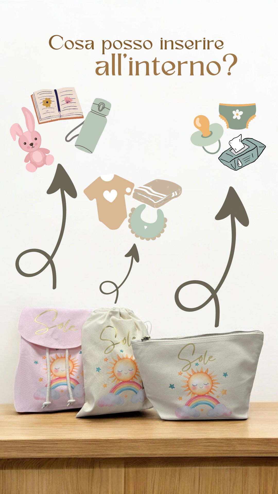 Set Asilo Personalizzato: Zainetto, Pochette e Sacca Cambio per Bambini