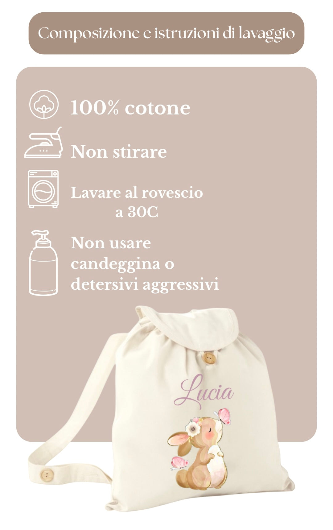 Zaino sacca in Cotone Naturale - Personalizzato