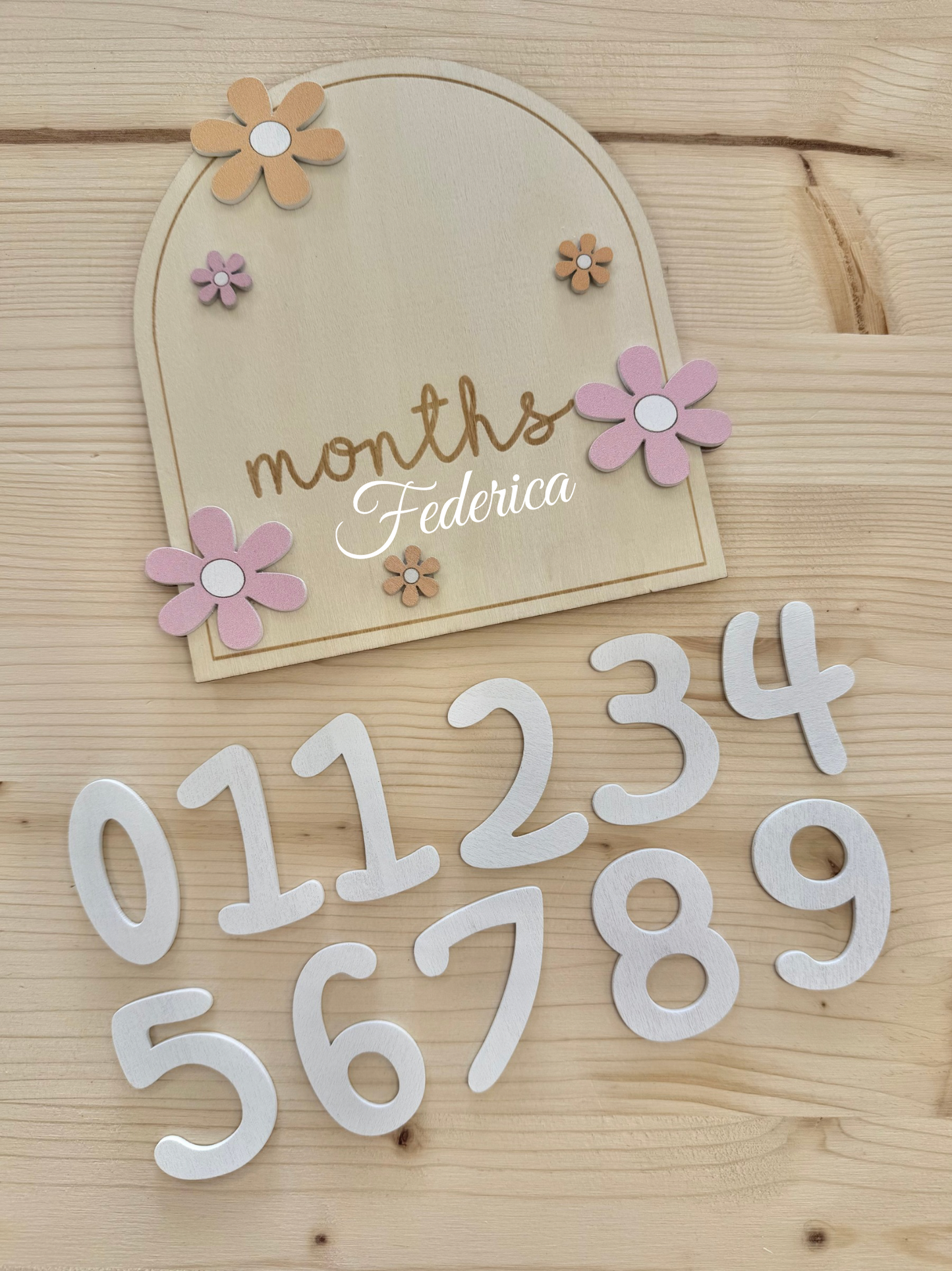 Calendario in Legno per Fotografia Neonato - Personalizzato con Nome
