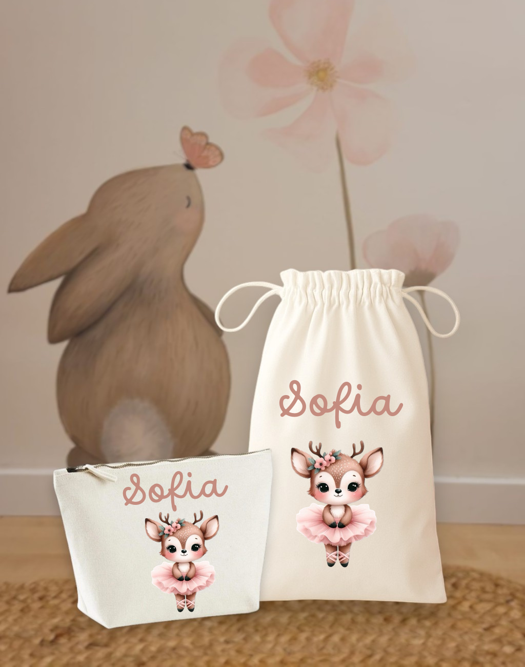 Set Cambio - Sacca e Pochette in Cotone - Personalizzati con Nome e Grafica