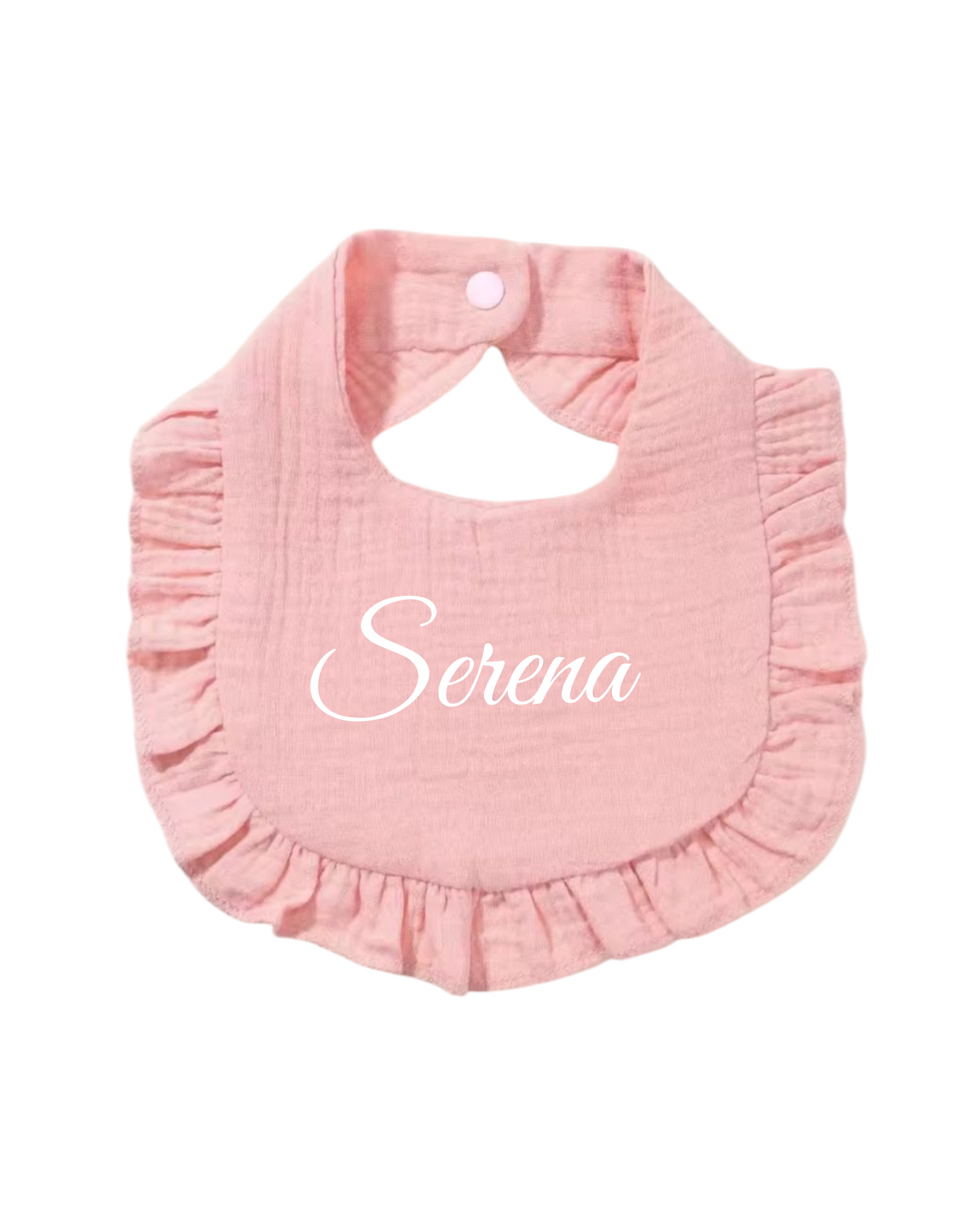 Bavaglino in Mussola con Volant - Personalizzato con Nome, Eleganza e Comfort per il Tuo Bambino