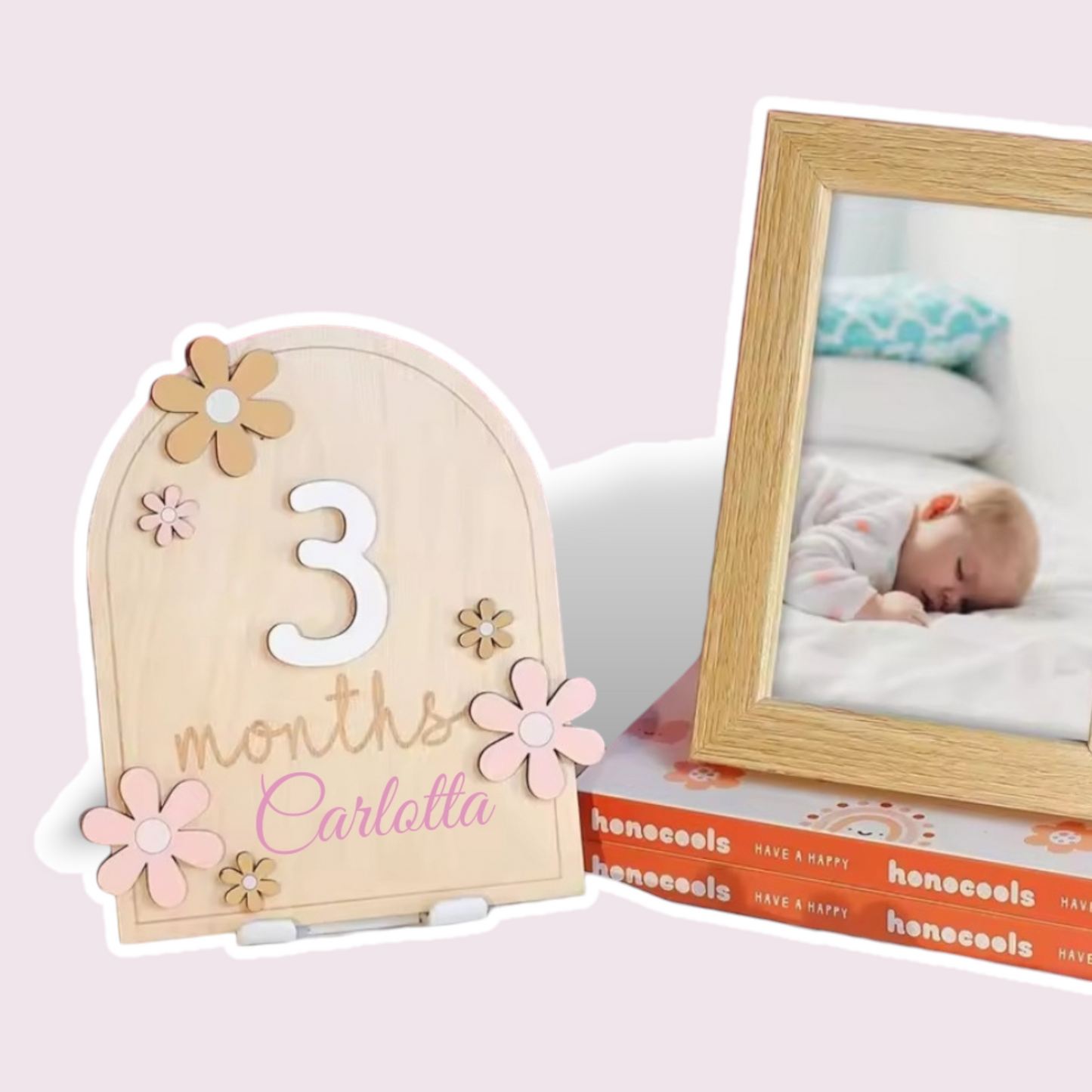 Calendario in Legno per Fotografia Neonato - Personalizzato con Nome