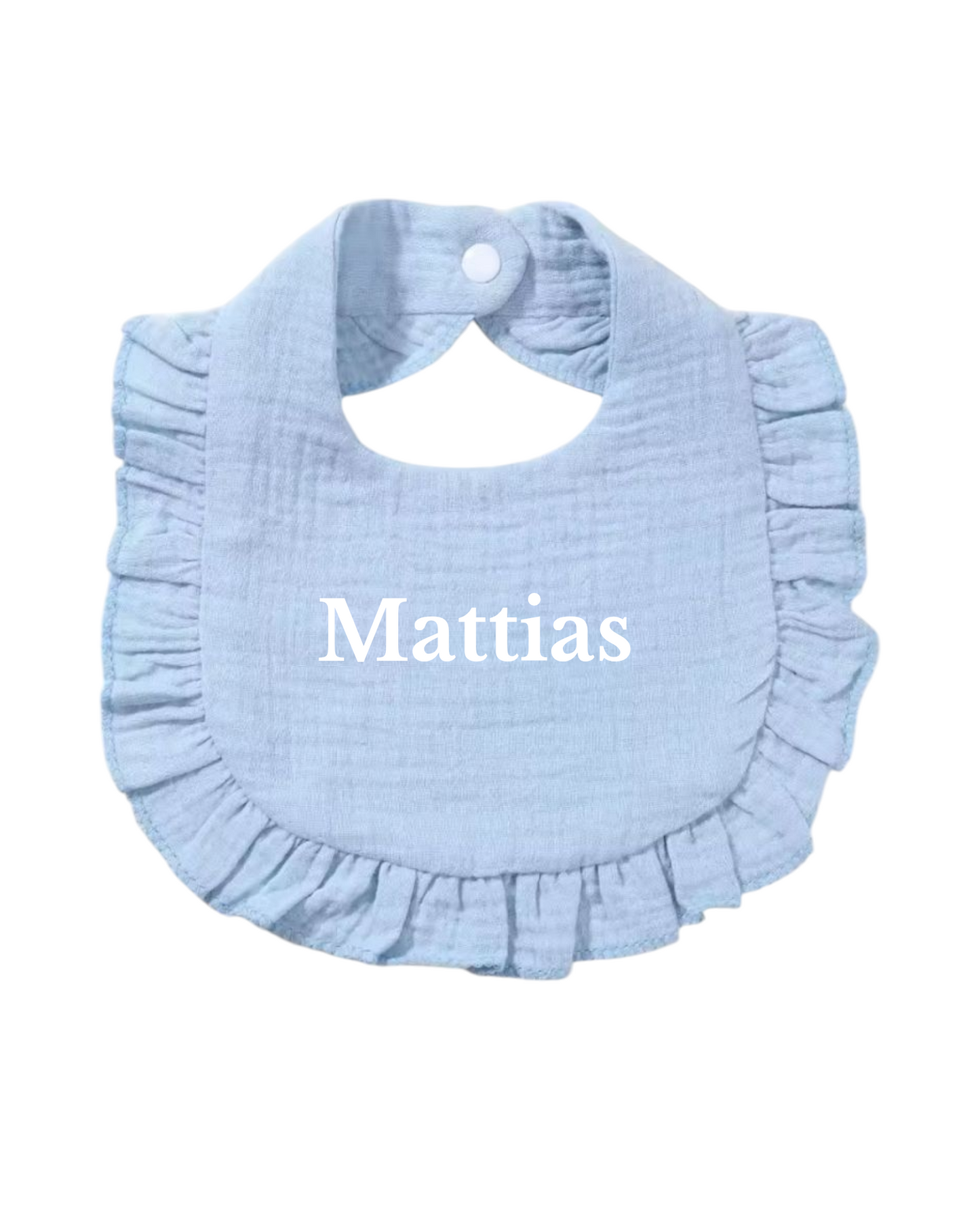 Bavaglino in Mussola con Volant - Personalizzato con Nome, Eleganza e Comfort per il Tuo Bambino