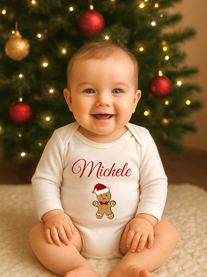 Body natalizio “Pan di Zenzero” – Personalizzato con nome