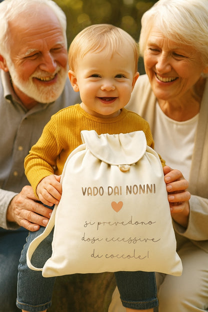 Zaino sacca - VADO DAI NONNI - in cotone Naturale