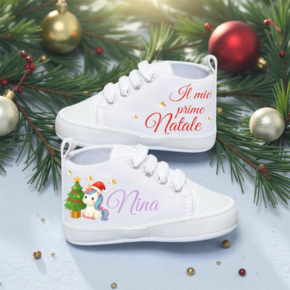 Scarpine “Il mio primo Natale” personalizzate con nome e grafica