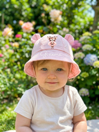 Cappellino Baby Parasole Personalizzato con Orecchie – 0-2 anni