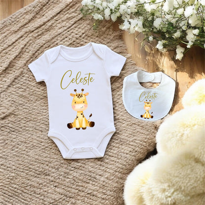Set “Il Mio Animaletto” – Body e Bavaglino Personalizzati con Nome e Grafica