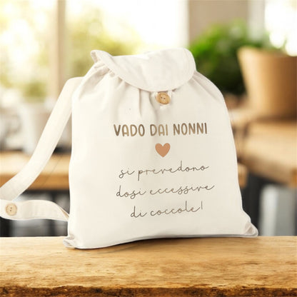 Zaino sacca - VADO DAI NONNI - in cotone Naturale