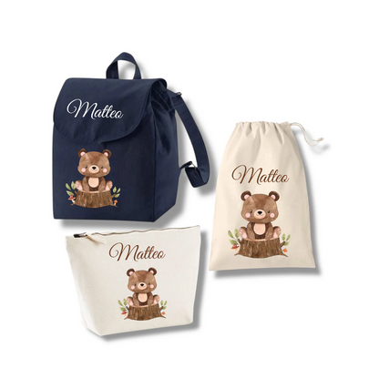 Set Asilo Personalizzato: Zainetto, Pochette e Sacca Cambio per Bambini