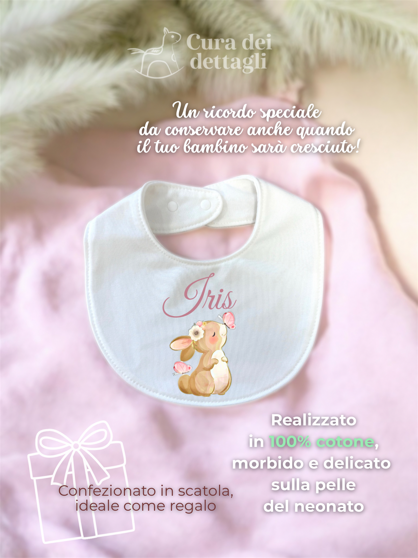 Bavaglino Personalizzato con Nome - Tema animaletti