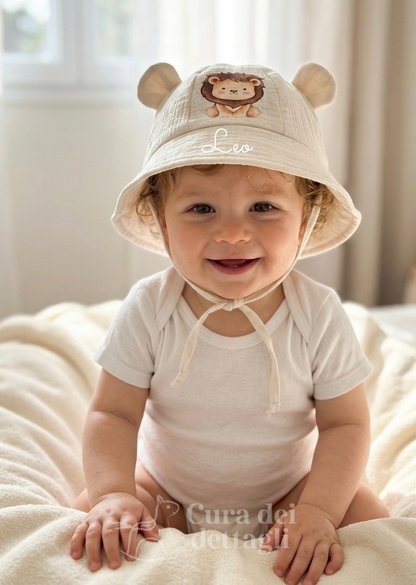 Cappellino Baby Parasole Personalizzato con Orecchie – 0-2 anni