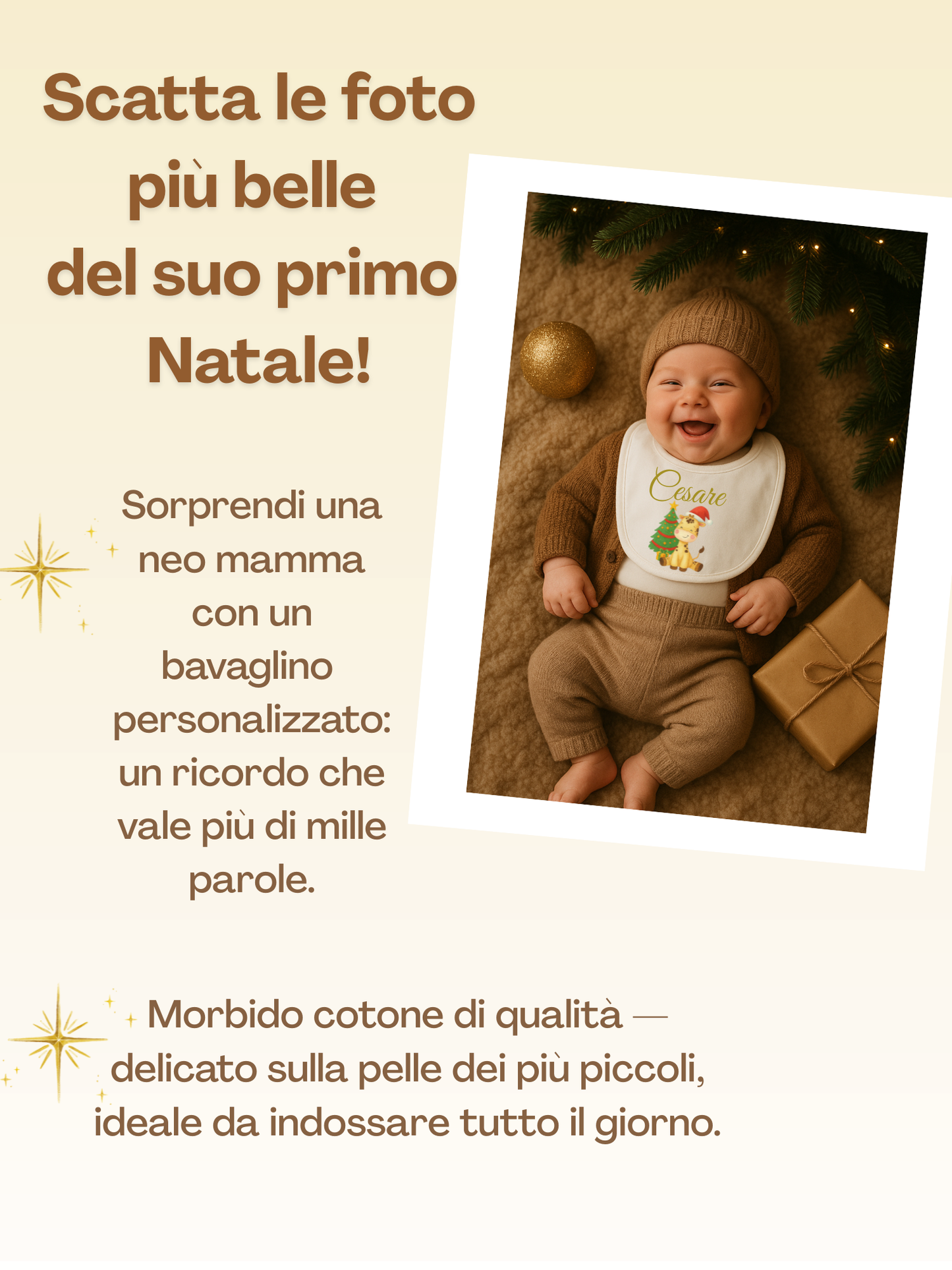 Bavaglino Natalizio - Tema animaletti personalizzato con nome