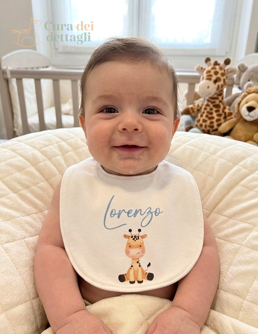 Bavaglino Personalizzato con Nome - Tema animaletti