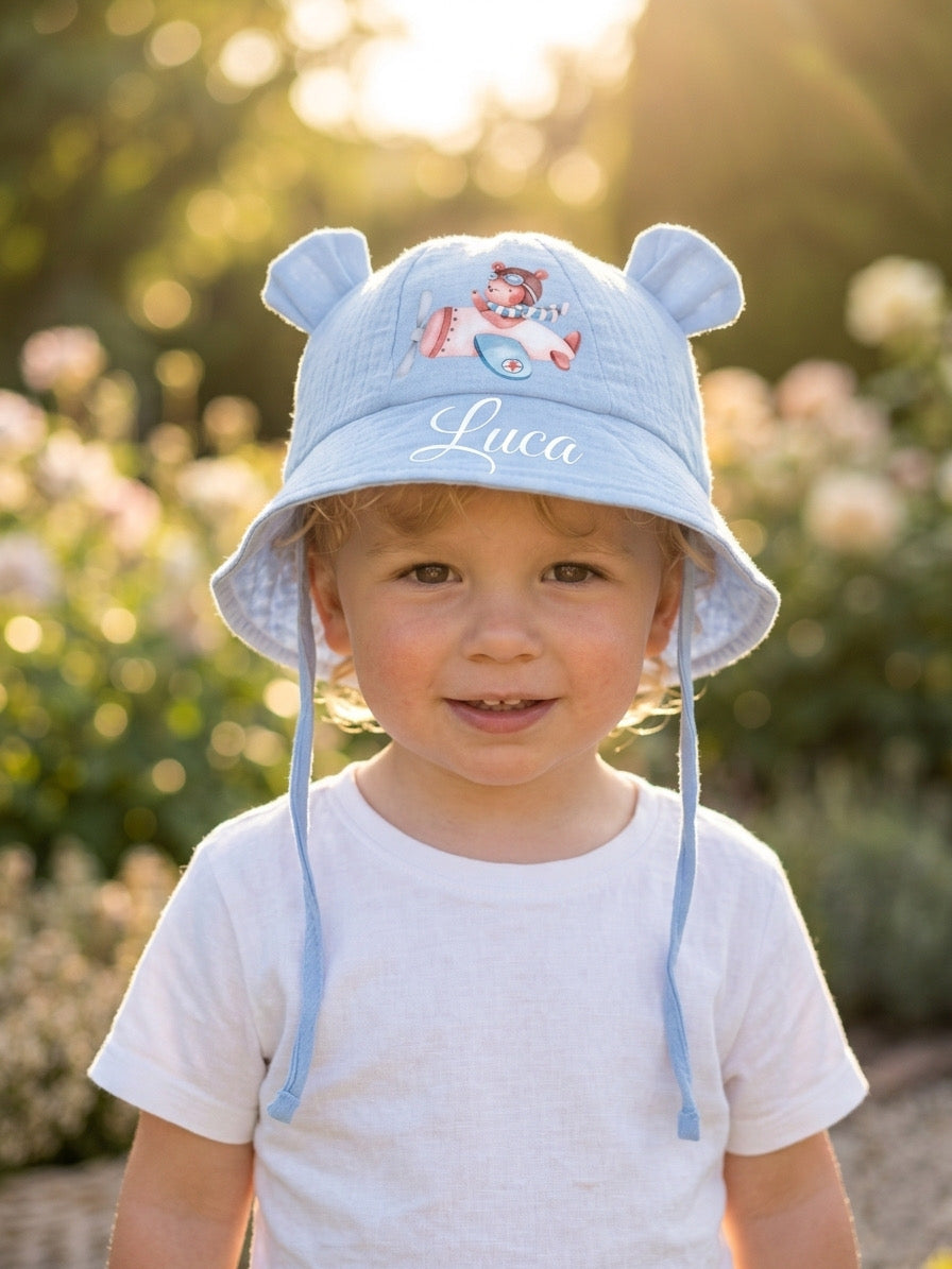 Cappellino Baby Parasole Personalizzato con Orecchie – 0-2 anni