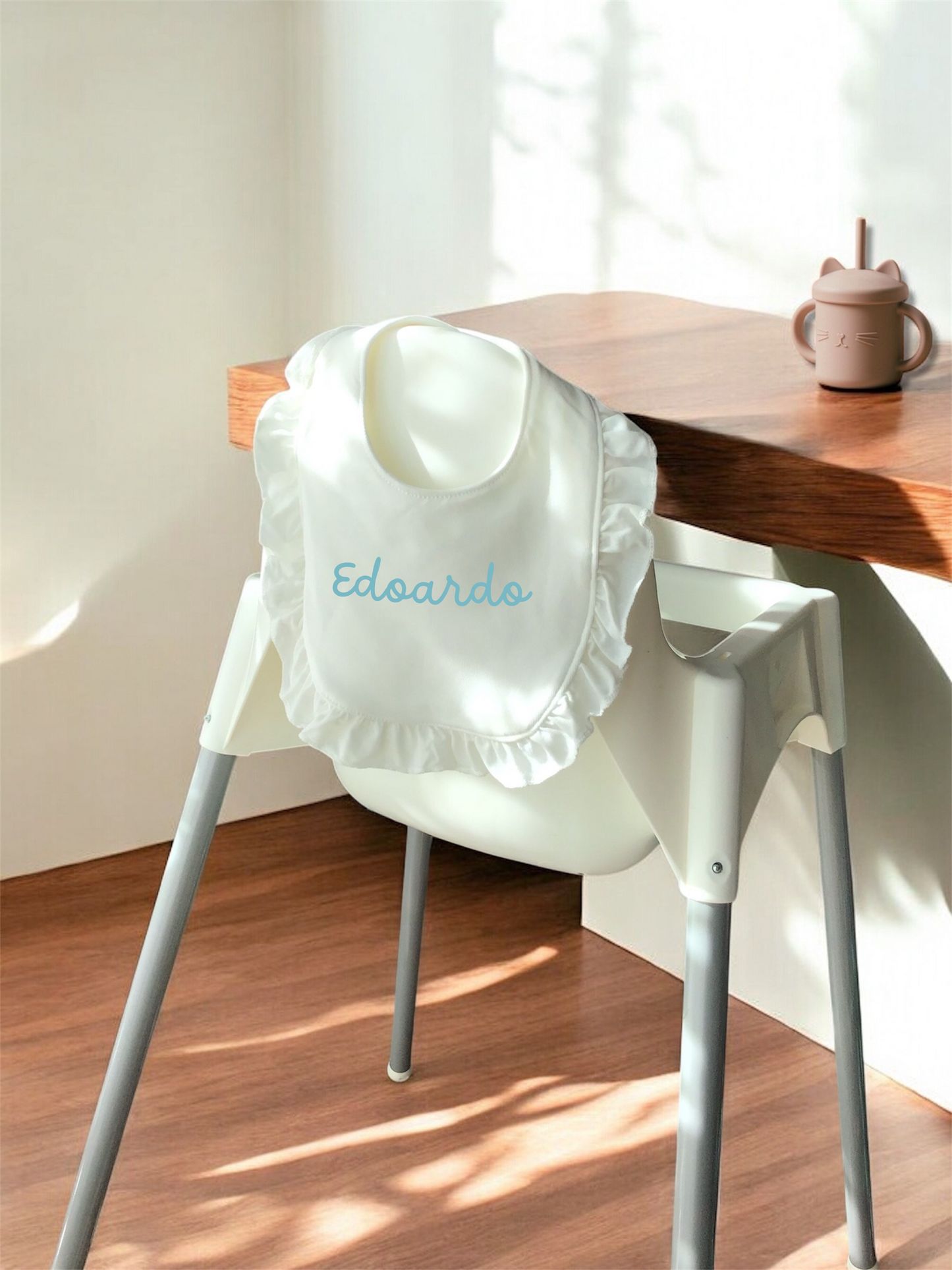 Bavaglino in Cotone con Volant - Personalizzato con Nome