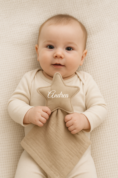 Dou Dou in Mussola per Neonato con Stella – Personalizzato con Nome