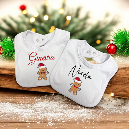 Bavaglino natalizio “Pan di Zenzero” – Personalizzato con nome