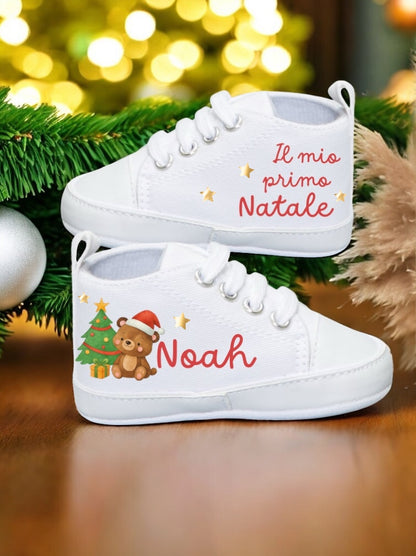 Scarpine “Il mio primo Natale” personalizzate con nome e grafica