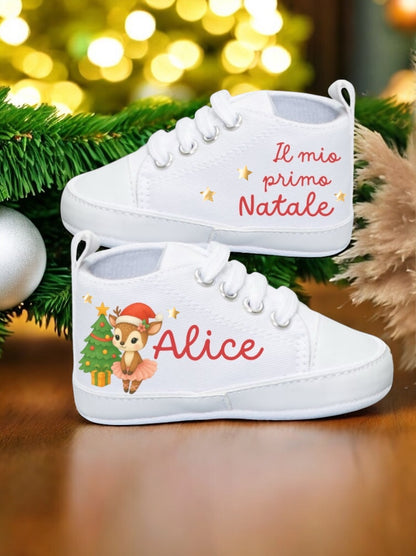 Scarpine “Il mio primo Natale” personalizzate con nome e grafica