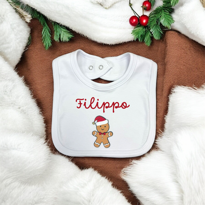 Bavaglino natalizio “Pan di Zenzero” – Personalizzato con nome