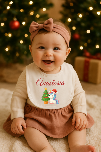 Bavaglino Natalizio - Tema animaletti personalizzato con nome