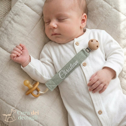 Clip Porta Ciuccio in cotone - Personalizzato con Nome