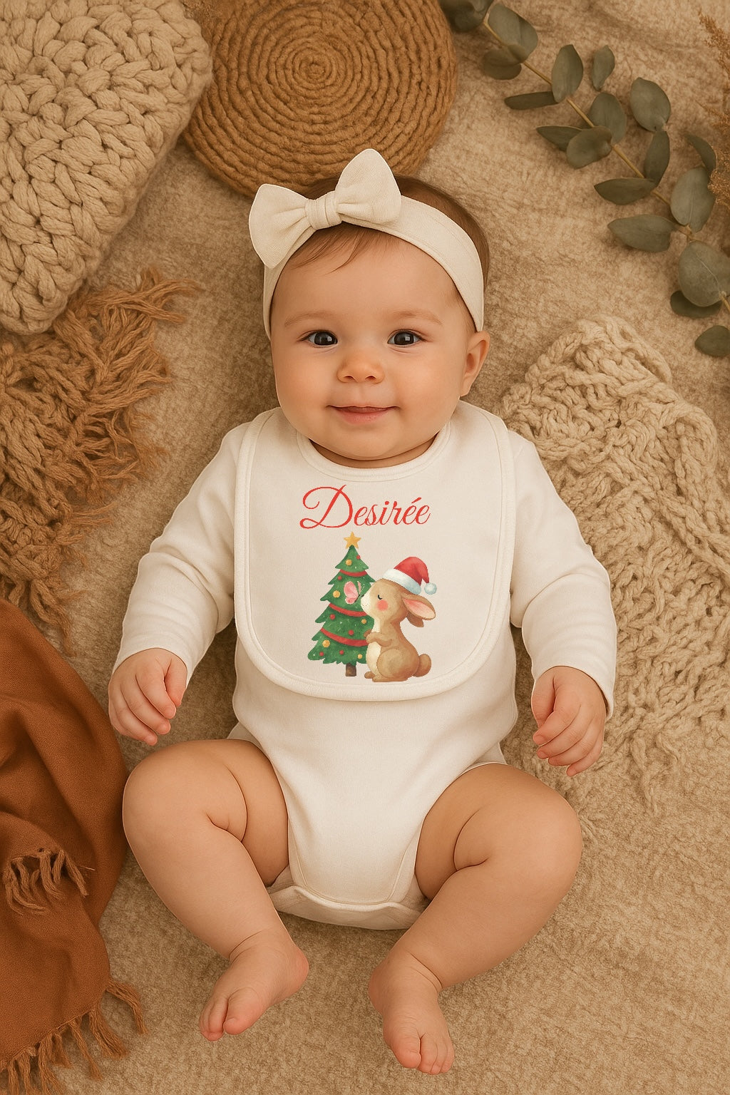 Bavaglino Natalizio - Tema animaletti personalizzato con nome