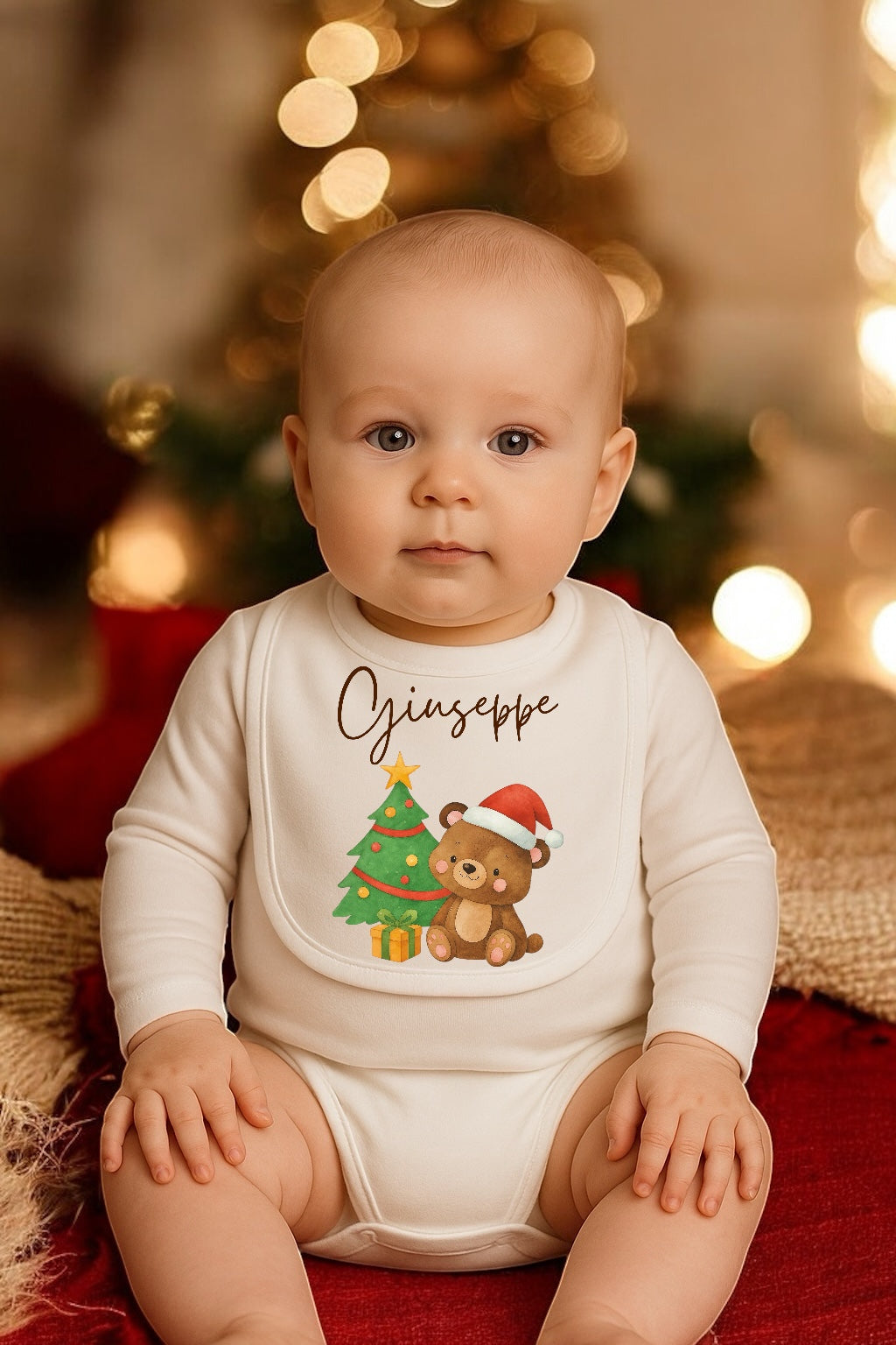 Bavaglino Natalizio - Tema animaletti personalizzato con nome