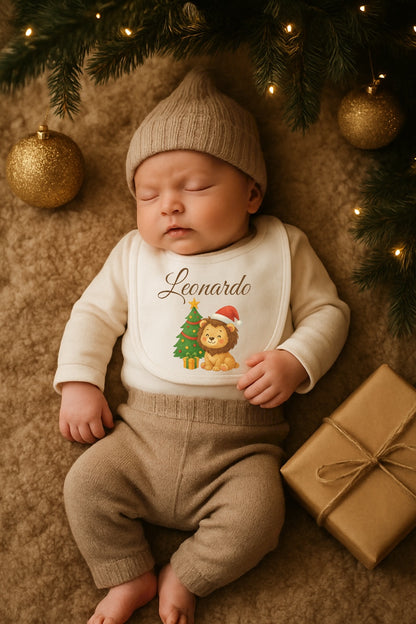 Bavaglino Natalizio - Tema animaletti personalizzato con nome