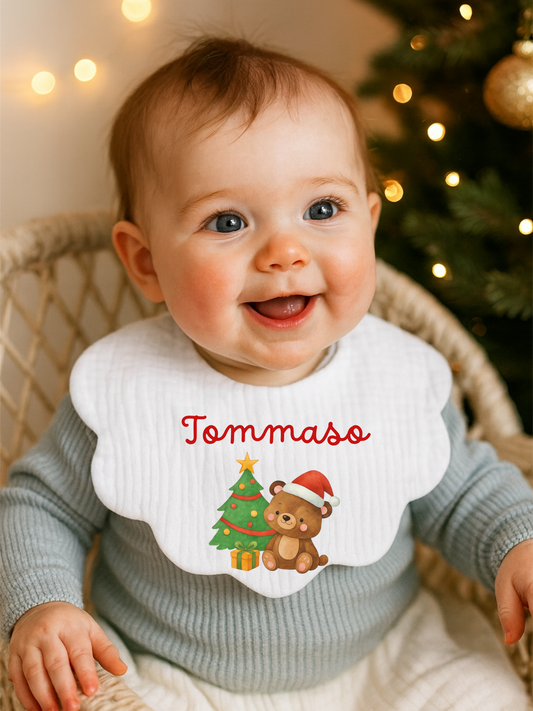 Bavaglino nuvoletta Natalizio - Personalizzato con Nome