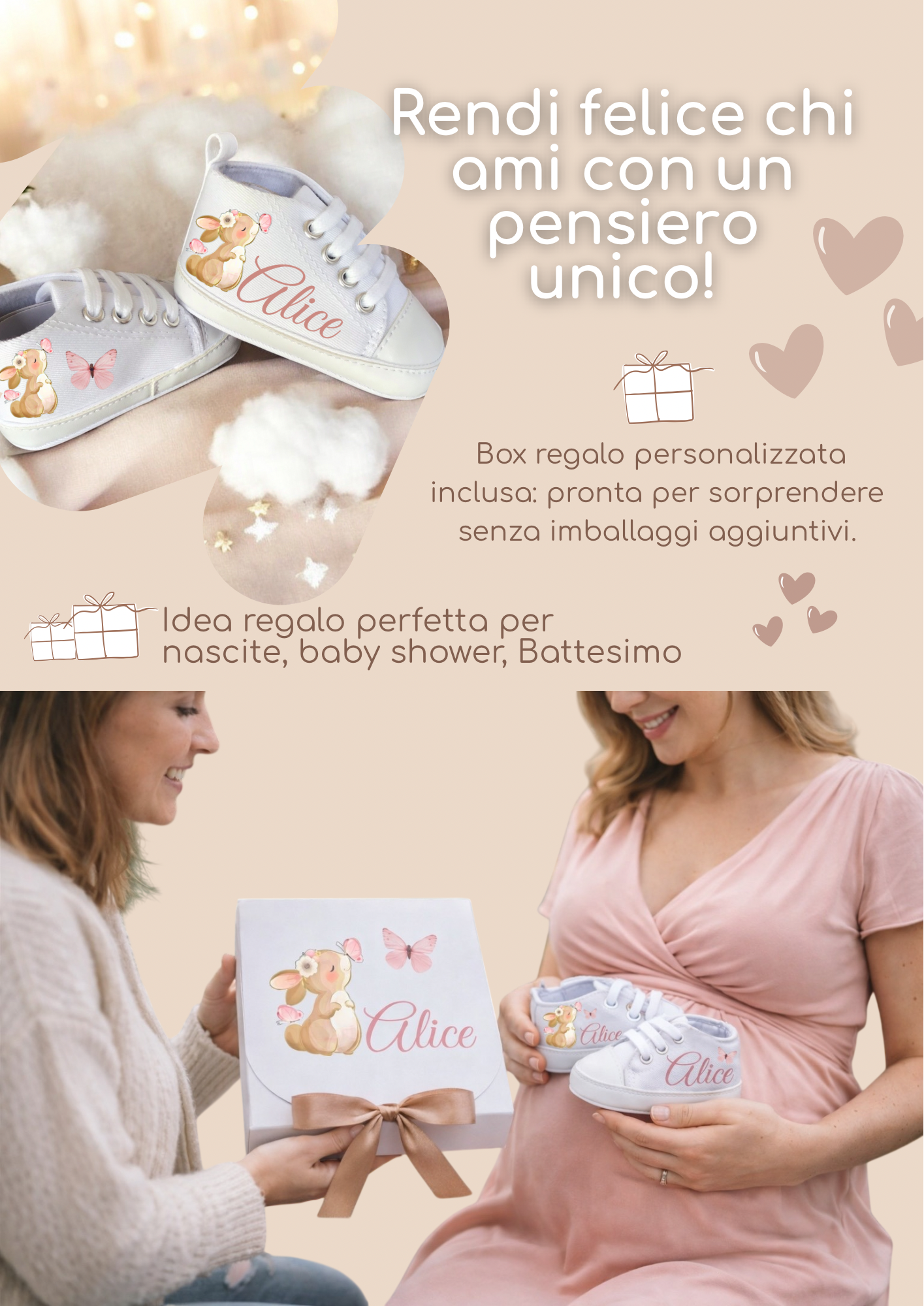 Scarpine Coniglietto Personalizzate - Scatola inclusa