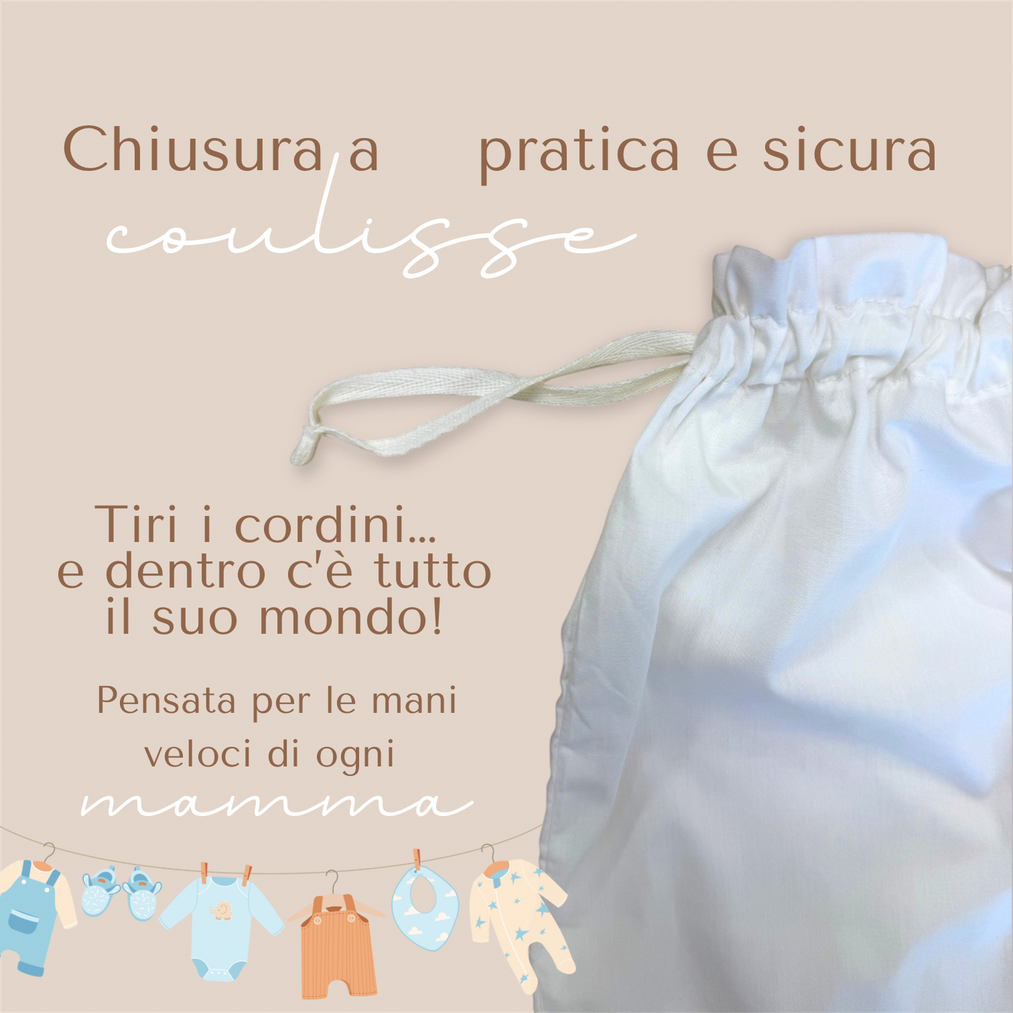 Sacche grandi per i primi Cambi in Ospedale 30cm x 47cm – Personalizzate