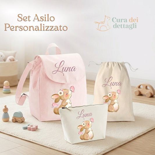 Set Asilo Personalizzato: Zainetto, Pochette e Sacca Cambio per Bambini