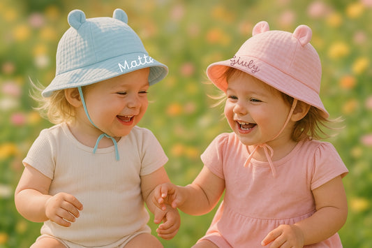 Cappellino Baby Parasole Personalizzato con Orecchie – Protezione UV 0-2 anni