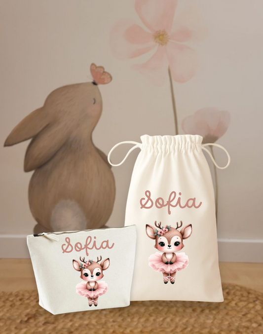 Set Cambio - Sacca e Pochette in Cotone - Personalizzati con Nome e Grafica