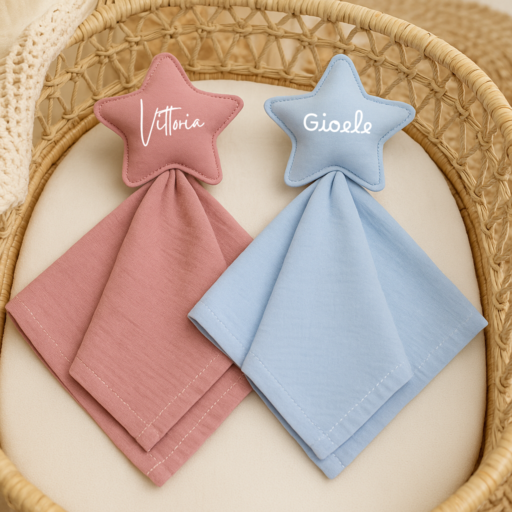 Dou Dou in Mussola per Neonato con Stella – Personalizzato con Nome