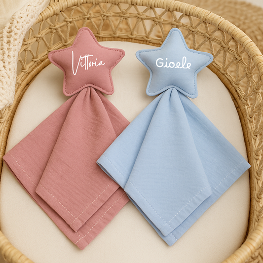 Dou Dou in Mussola per Neonato con Stella – Personalizzato con Nome