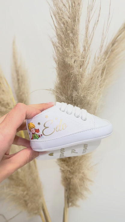 Set Nascita Personalizzato Piccolo Principe🌙👑– Scarpine, Bavaglino e Clip Porta Ciuccio