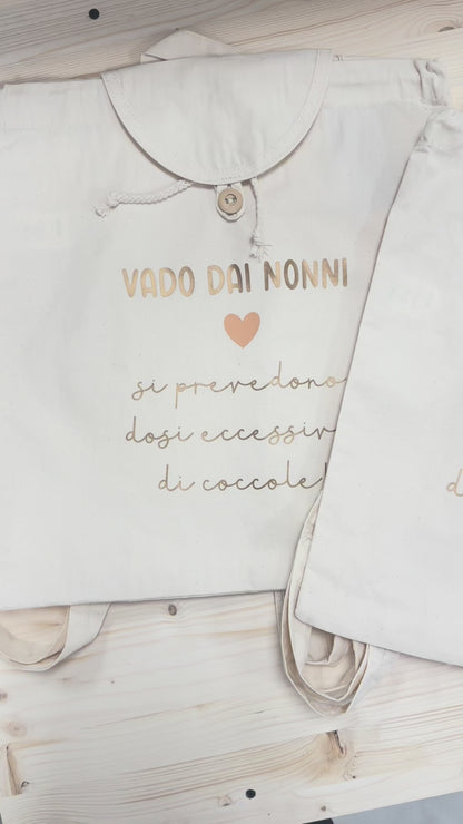 Zaino sacca - VADO DAI NONNI - in cotone Naturale